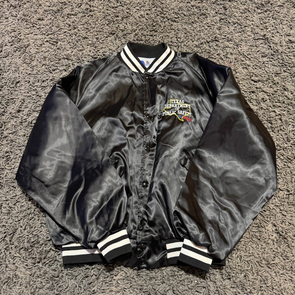 Vintage‎ Texas Department Public Safety Dunbrooke Satin Bomber Jacket XL